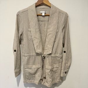 Christopher & Banks, worn once, M, light tan striped jacket